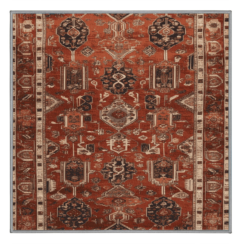 Machine Washable Persian Brown Area Rug, Square 8'