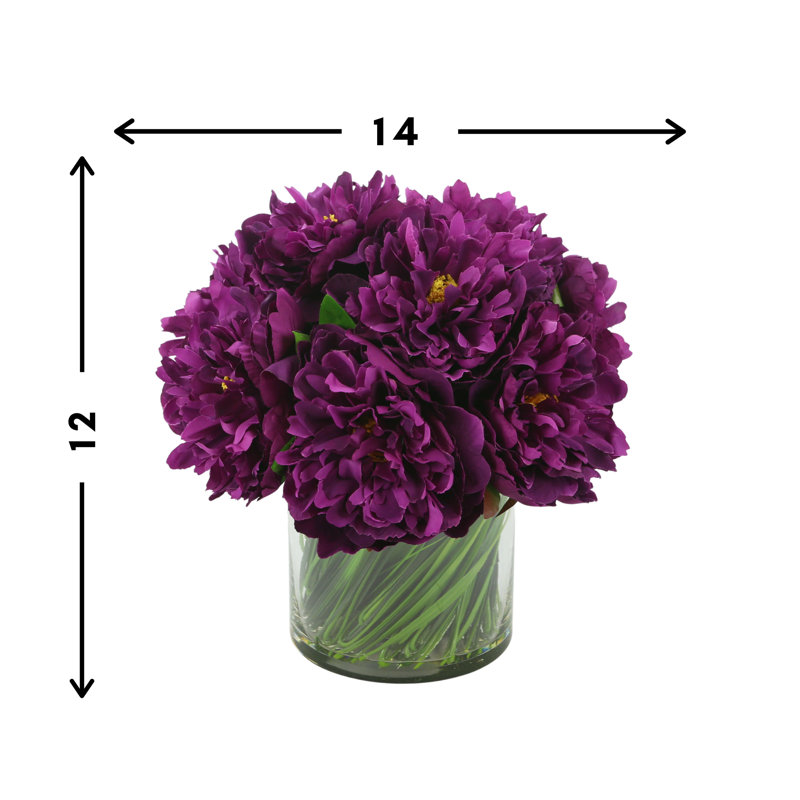 Peonies Floral Arrangement in Vase, Purple