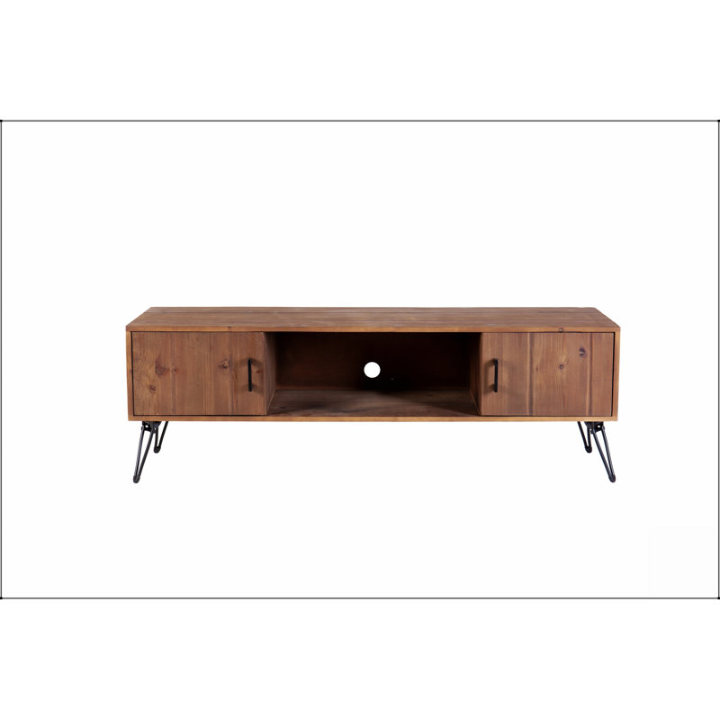 Meuble télé en bois récupéré de style industriel avec rangement spacieux, parfait pour les espaces de vie modernes et fonctionnels