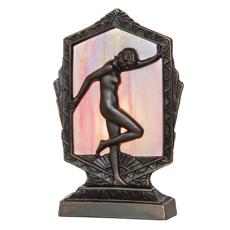9" High Deco Posing Lady Accent Lamp, Light Pink/White