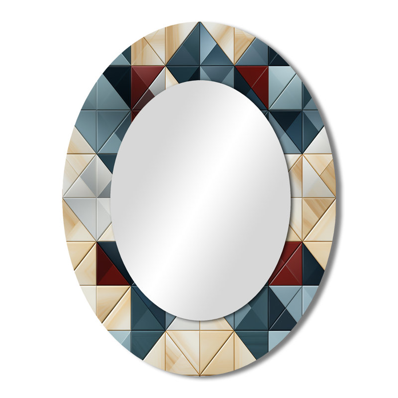 Miroir mural ovale bleu et gris - décor de miroir mural blanc, 43 po x 33 po