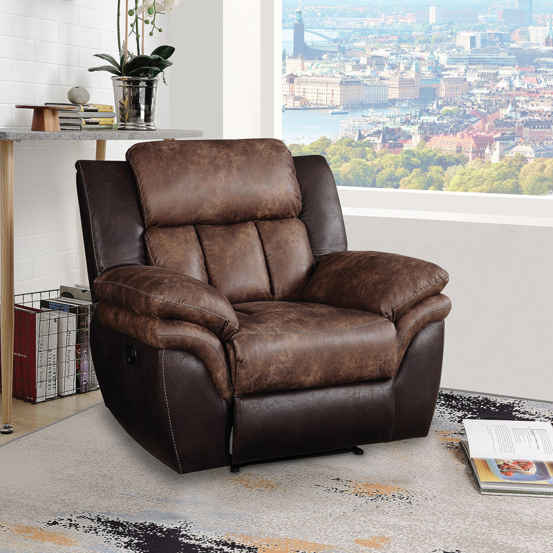 Fauteuil inclinable touffeté poli caramel et espresso