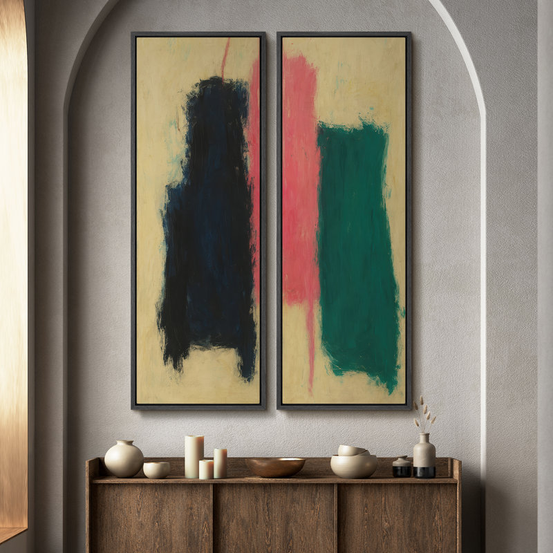 «Vintage Landscape Wall Art», ensemble de 2 toiles encadrées 20 x 60 pouces, Noir