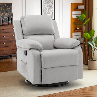 KORSER Recliner Chair, Manual Recliner, 360 Swivel Recliners For Small Spaces ,Rocker Recliner With Side Pockets