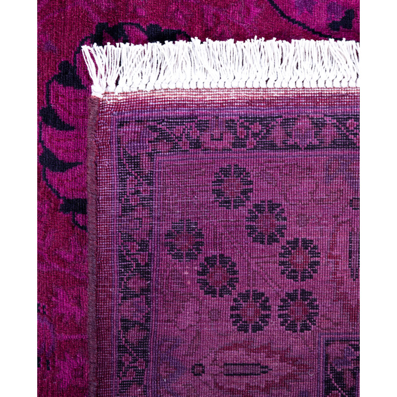 Overdyed Hand-Knotted Wool Modern-Contemporary Purple Area Rug 3' 2" x 5' 2"