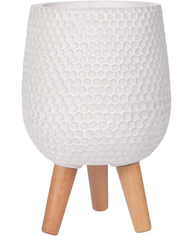 Honeycomb Style Egg Planter with Feet, White, 43cm H x 30cm W x 30cm D