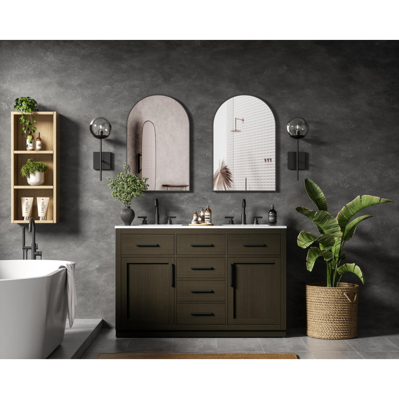 Meuble-lavabo double 54 po Ahner, Brun moka
