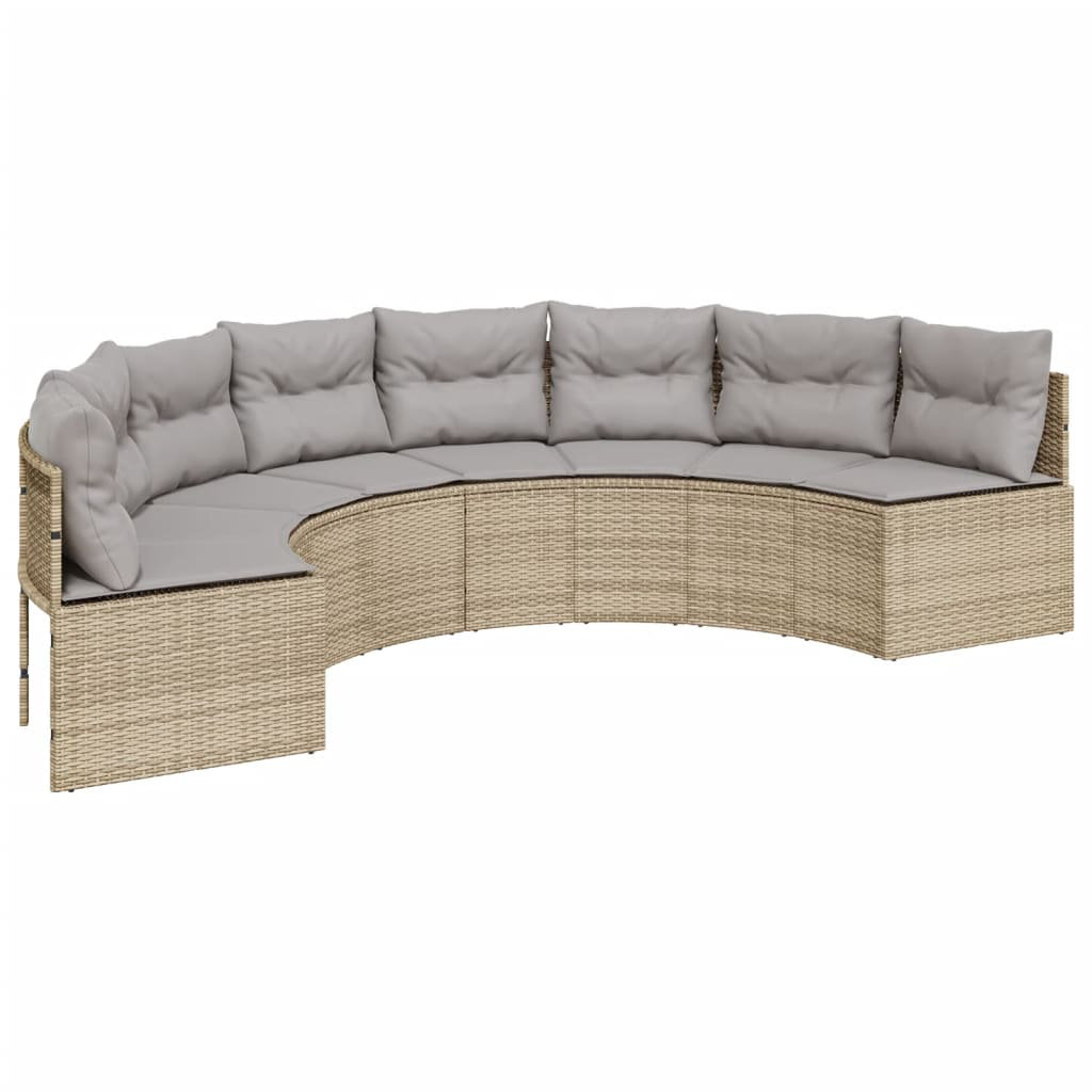 Vidaxl Gartensofa Mit Kissen Halbrund Grau Poly Rattan