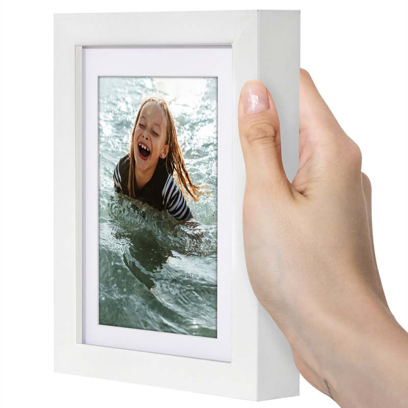 Americanflat Gallery-Style Deep Moulding Picture Frame with Mat to Secure Artwork, Prints, and Photos, 6.1" W x 8.07" H