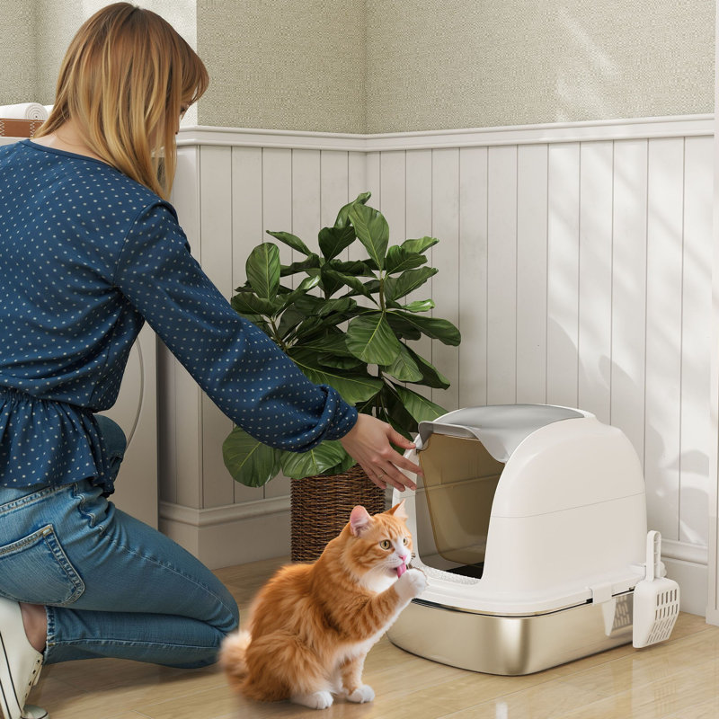 Stainless Steel Cat Litter Tray with Lid