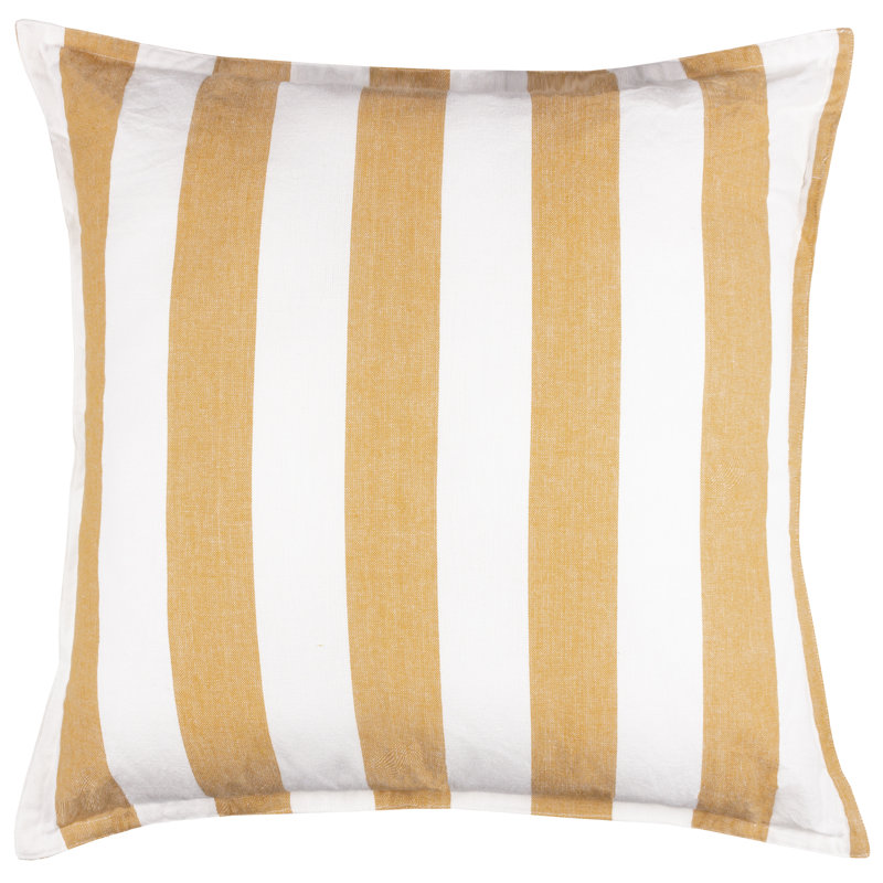 Hayle Indoor / Outdoor Striped Square Cushion, Yellow/White