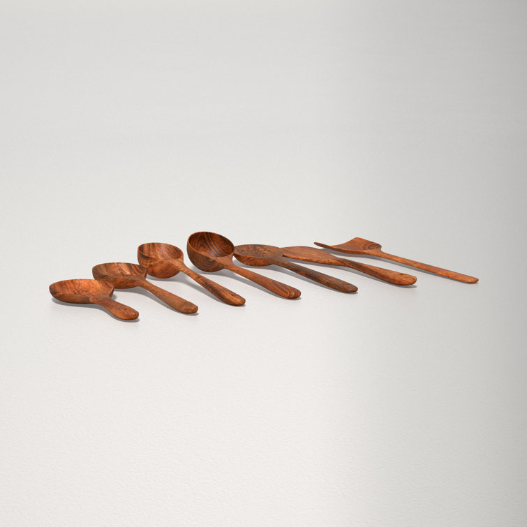 Rustic 7 Pieces Teak Wooden Utensil Set