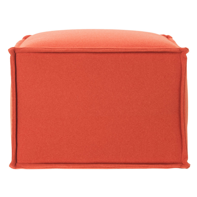 Upholstered Ottoman, Orange 100% Polyester