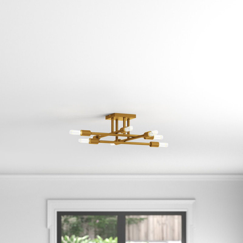 Plafonnier semi-encastré à 8 lumières 19,1 po Alena, Laiton