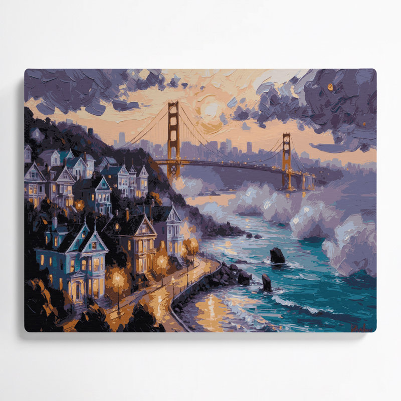 Art mural mauve en villes, San Francisco CA, H 24 po x l 36 po