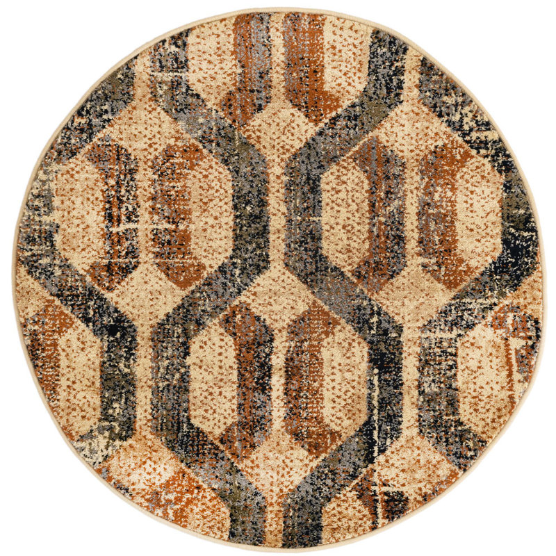 Brennin Geometric Indoor Rug, Round 3'3"