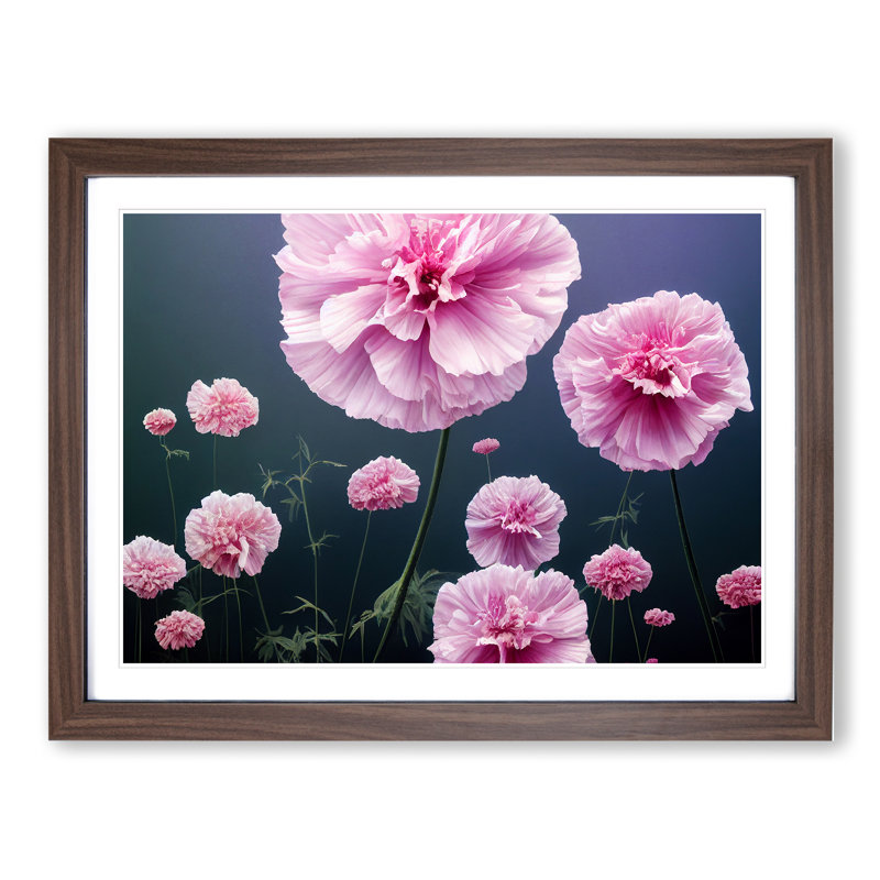 Gleeful Carnation Flowers - Framed Print, 34cm H x 46cm W x 2cm D, Walnut