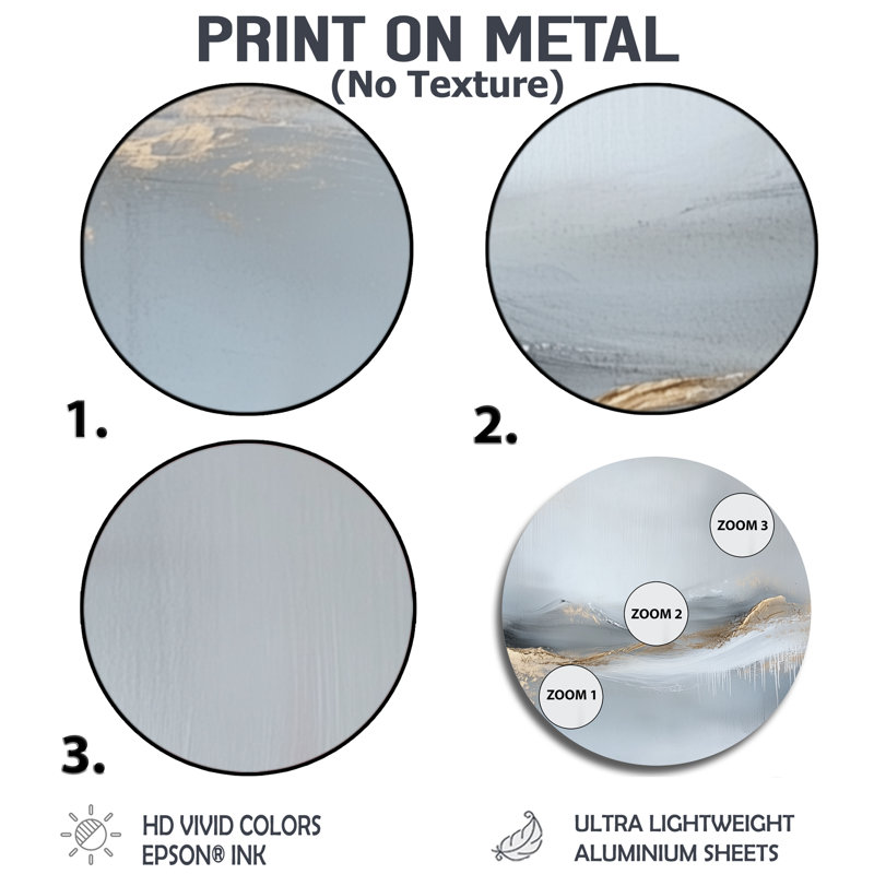 Watercolor Mountains - Art mural rond moderne transitionnel abstrait en métal, L 16 po x H 16 po