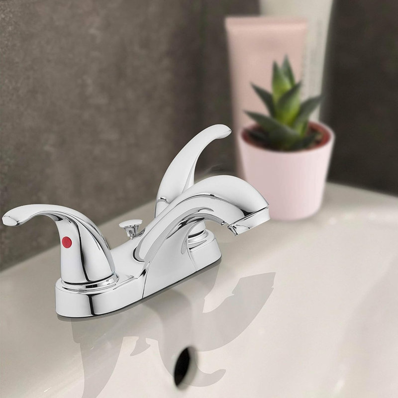 Two Handle Bathroom Sink Faucet, Polished Chrome
