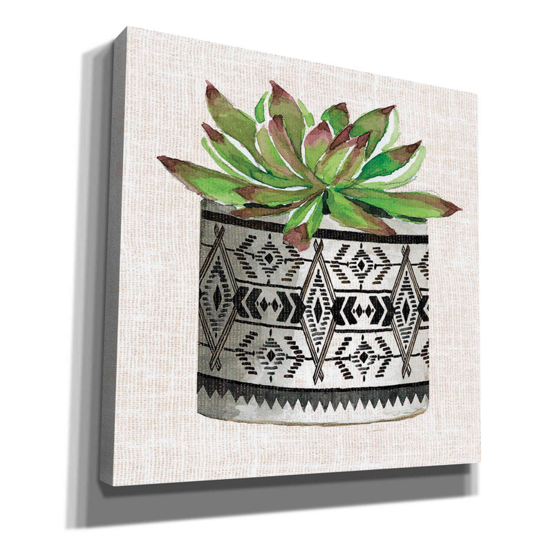 «Cactus Mud Fabric Vase I» par Cindy Jacobs, art mural sur toile, H 12 po x l 12 po x P 0,75 po
