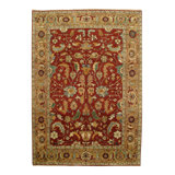 Wool Oriental Area Rug in Red/Beige