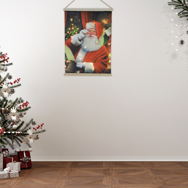 LED Santa Fabric Wall Hanging