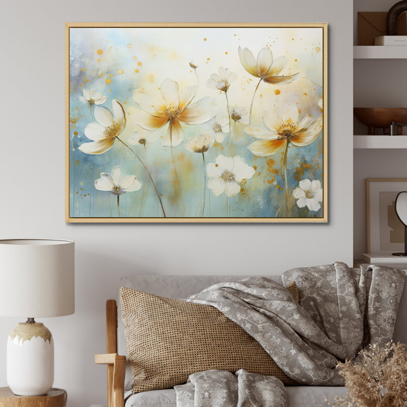 «Blossoming Daisy Delicate Blossoming Wildflower» sur toile, Cadre flottant brun, H 30 po x l 40 po x P 1,5 po