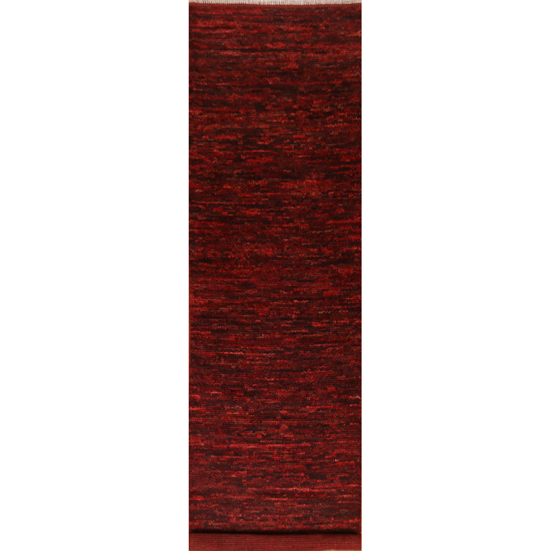 One-of-a-Kind 2'11" X 13'1" New Age Runner Wool Area Rug in Dark Red