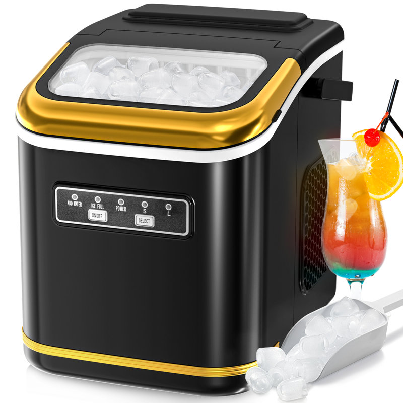 Portable Ice Machine With Carry Handle, Ice Makers Countertop,26.5lbs/24hrs, 6mins/9 Ice Cubes, Self-cleaning Countertop Ice Maker With Ice Basket/scoop,for Home Bar Camping Rv