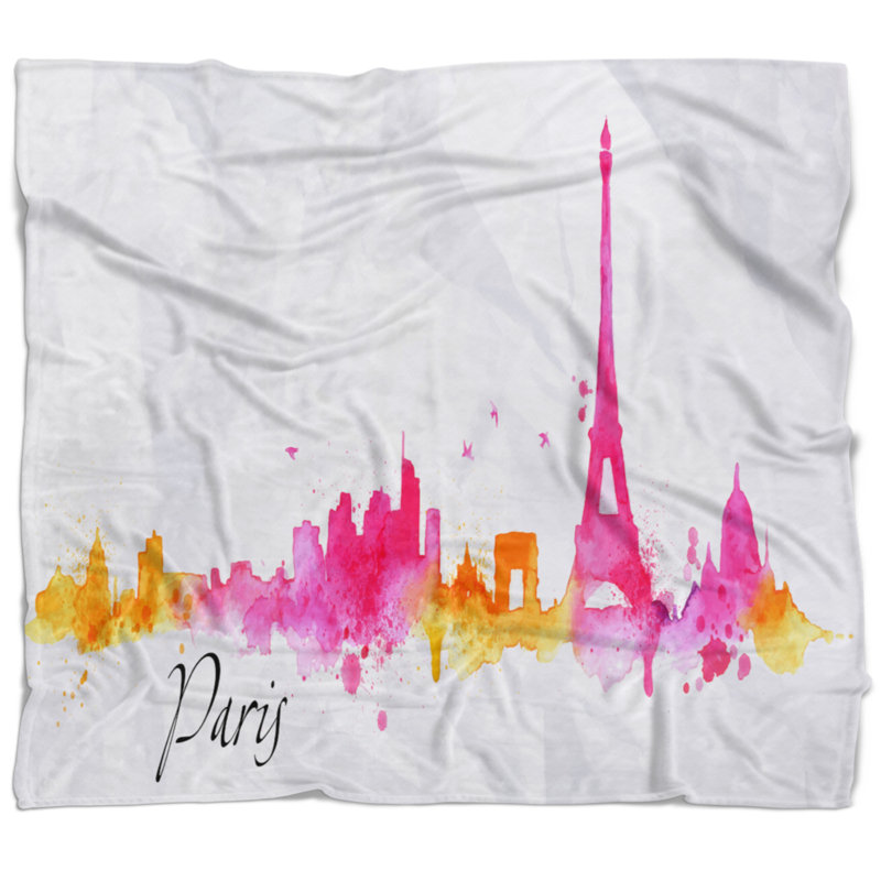 Peinture Silhouette Paris, L 59 po x L 71 po, Rose / Jaune