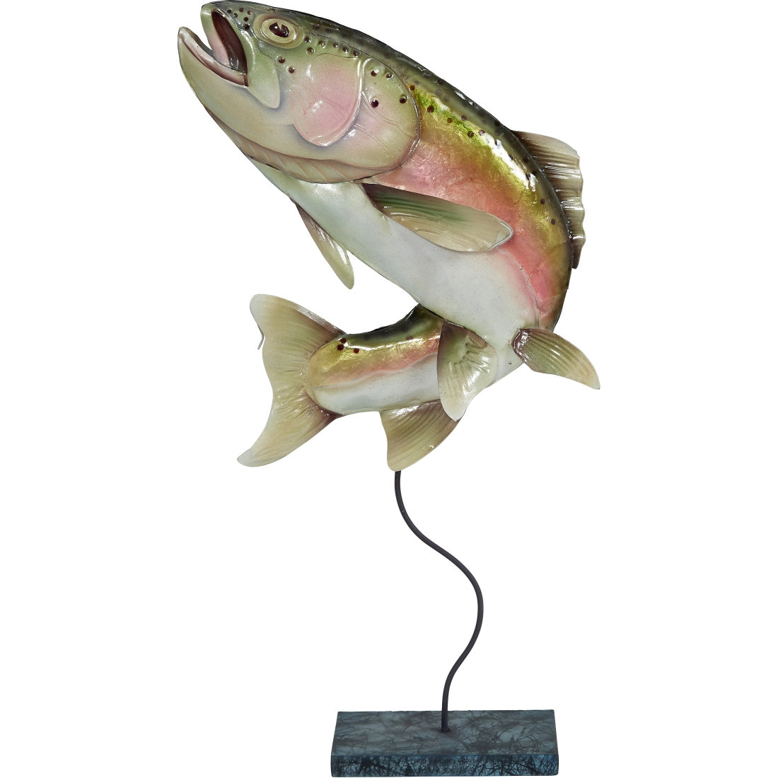 Rainbow Trout Jumping Cabinet Knobs Door Knobs Glass 4 PCS 
