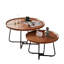 Ensemble de 2 tables rondes gigognes rondes en noyer rond de 28 po avec centre cannelé en bois de style Mid-Century moderne, facile à assembler