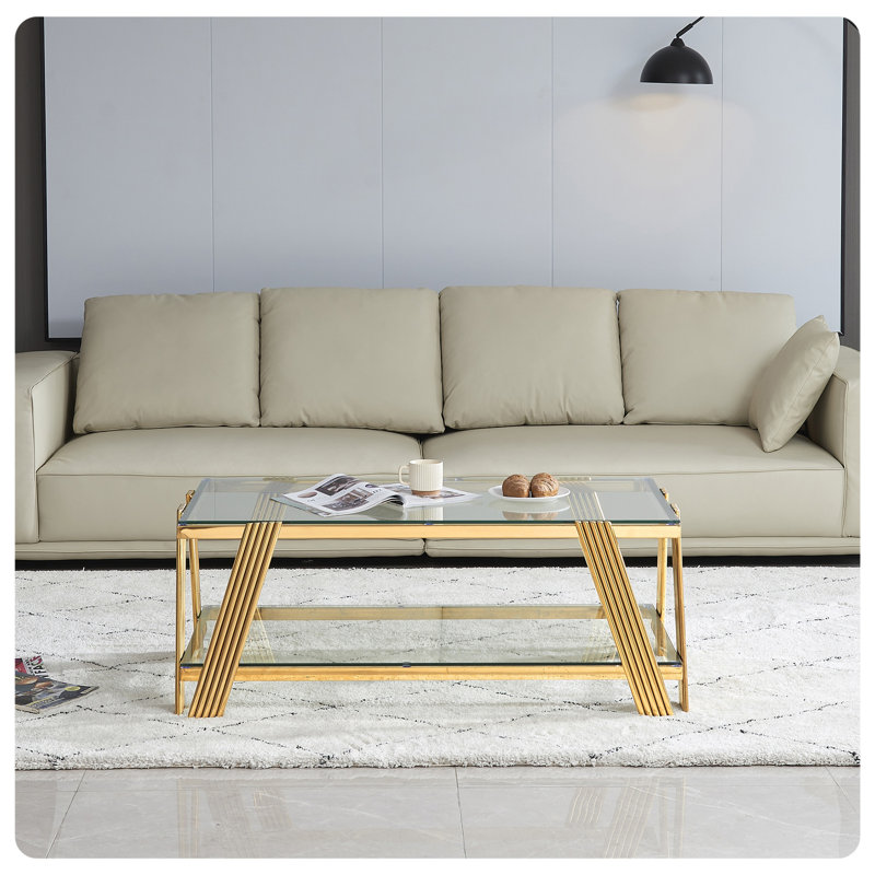Modern Stainless Steel Coffee Table, Gold