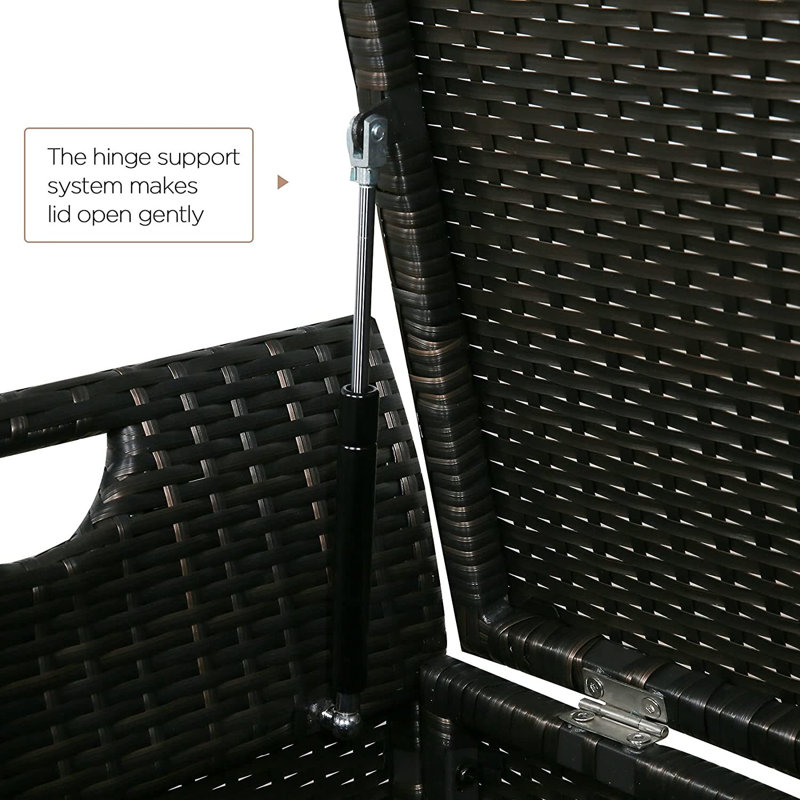 Banc de rangement en osier pour terrasse