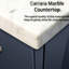 Meuble-lavabo bleu marine 36 po X 22 avec miroir à DEL - Compartiment de rangement généreux Méthode d'assemblage rapide Abondant entièrement assemblé instantanément-407068729