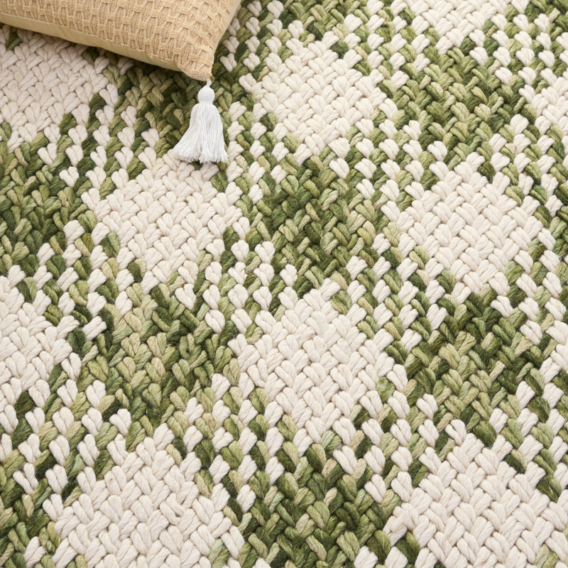 Natural Fiber Couture Handwoven Wool;Cotton Plaid Indoor Rug, Rectangle 9' x 12'