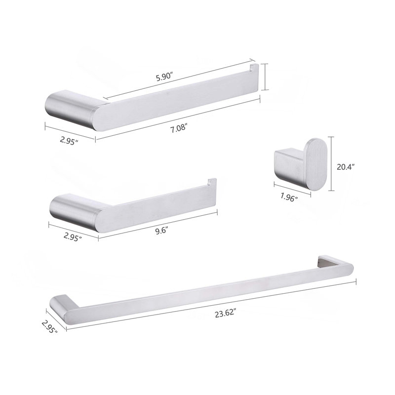 Ensemble de quincaillerie pour salle de bain brossée, Chrome