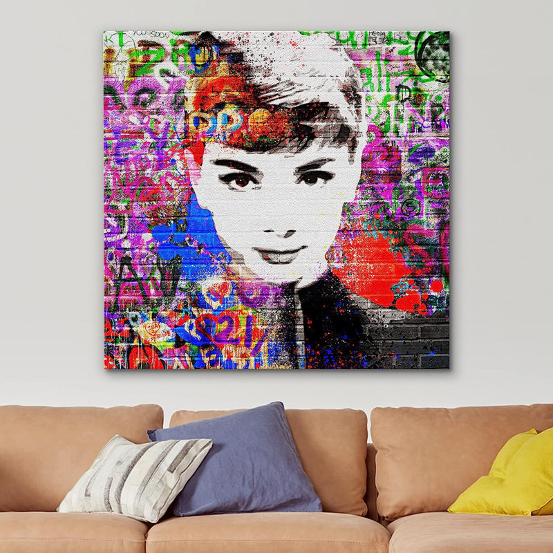 Brique Audrey Hepburn sur toile, art audacieux, H 24 po x l 24 po x P 1,5 po