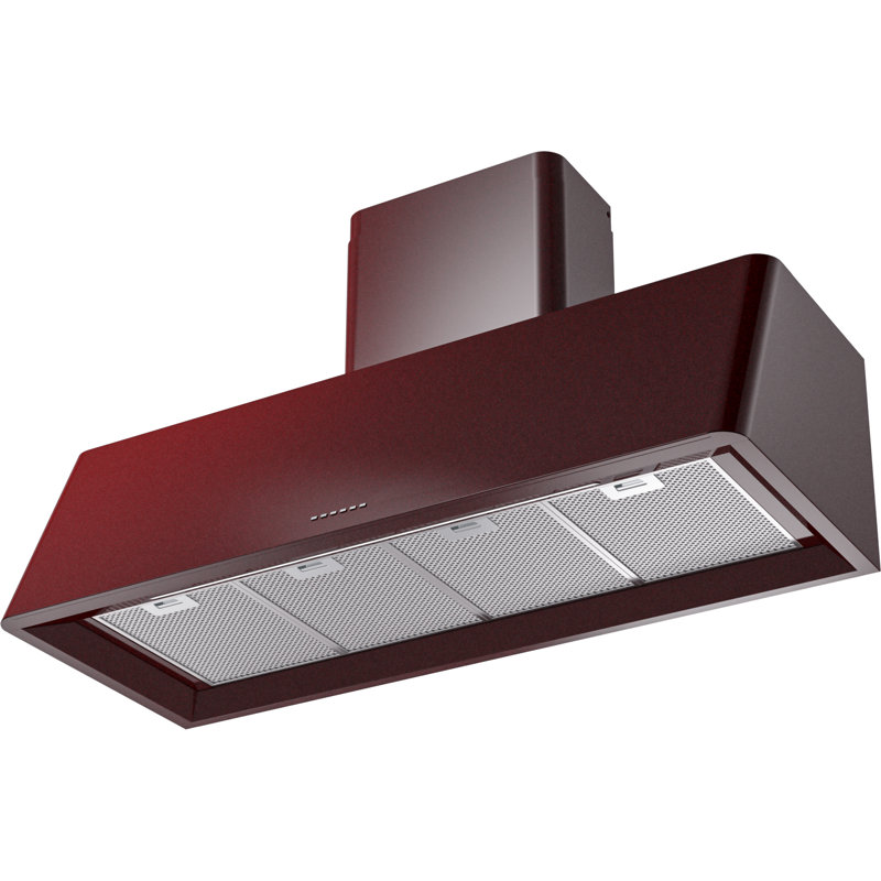 ILVE Nostalgie II Series 48 Inch Wall Mount Range Hood with 600 CFM, Burgundy
