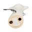Figurine de chat en céramique pour décoration intérieure - Sculpture décorative avec décoration en métal pour le bureau, la table et le salon - Beige et noir-95490215