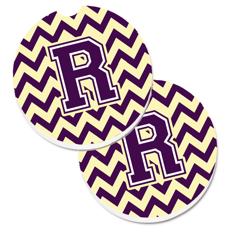Sous-verre pour voiture, R, Mauve / doré