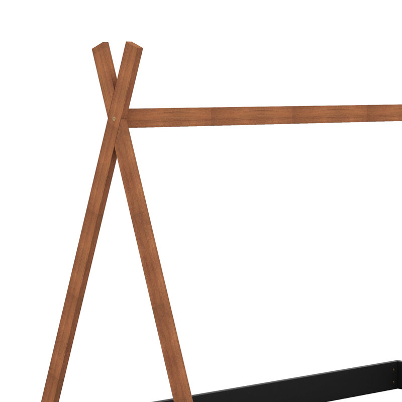 Lit simple avec structure triangulaire, Noir / brun