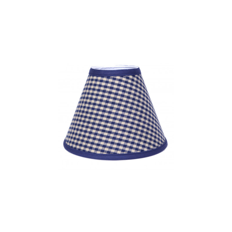 Abat-jour empire en coton check Villasenor, Marine, 11" H x 16" W x 16" D