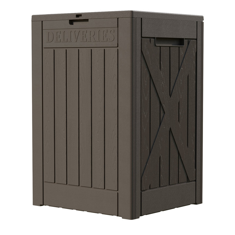 Brown Resin Lockable Deck Box with Steel Frame, 48-Gallon