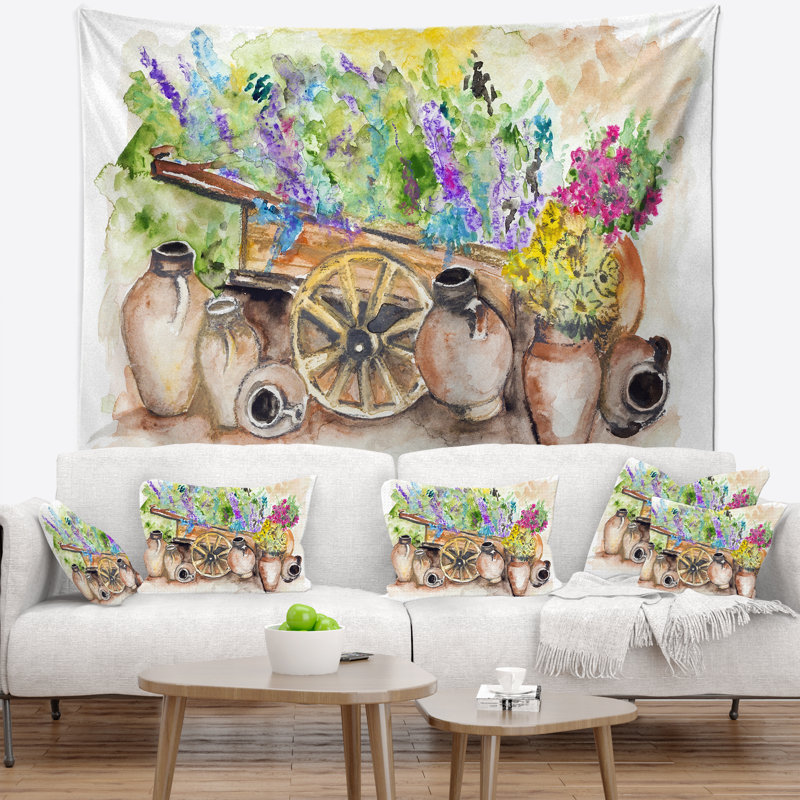 Tapisserie aux fleurs de lavande Floral, H 32 po x l 39 po