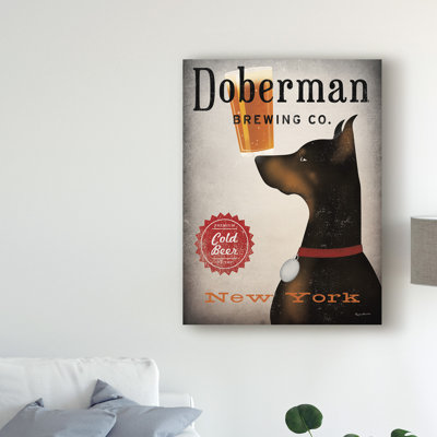 «Doberman Brewing Company NY» par Ryan Fowler, reproduction d'art graphique sur toile