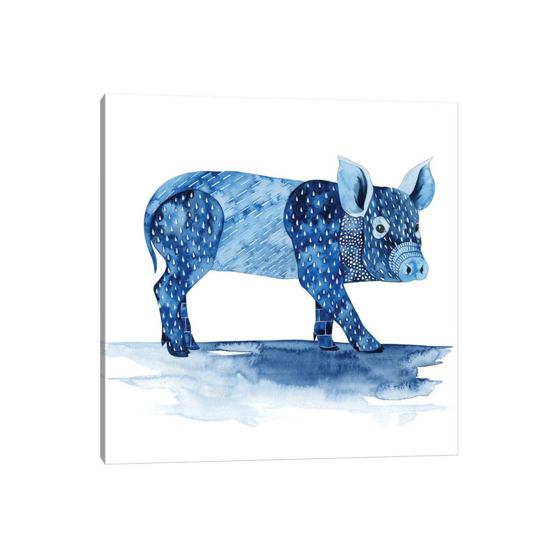 Cobalt Farm Animals II by Grace Popp - Wrapped Canvas Painting, 66.04 cm H x 66.04 cm W x 1.91 cm D