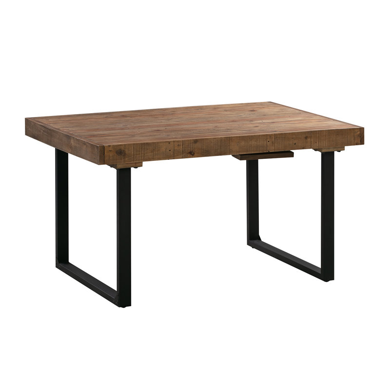 Kennon Pine Solid Wood Top Metal Base Dining Table