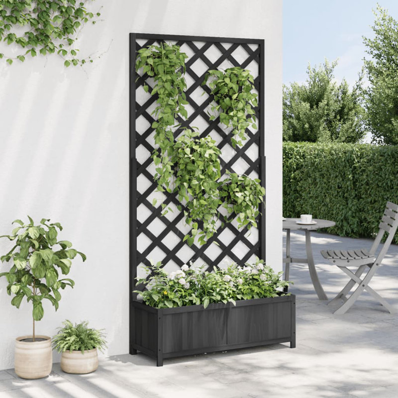 Wood Pot Planter, Black, 70.9" H x 35.4" W x 13.8" D