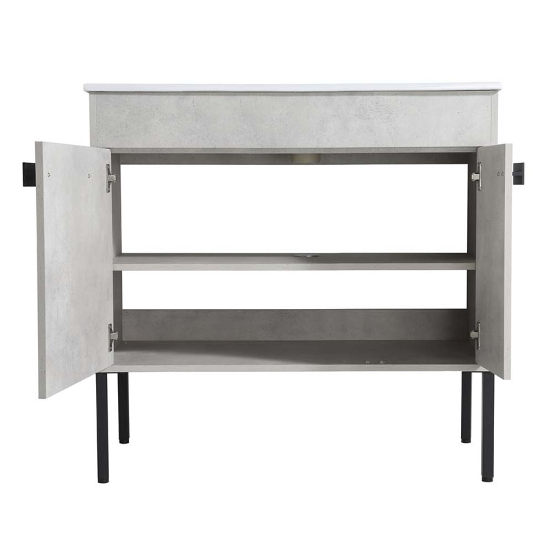 Meuble-lavabo simple 36 po avec lavabo, Gris ciment
